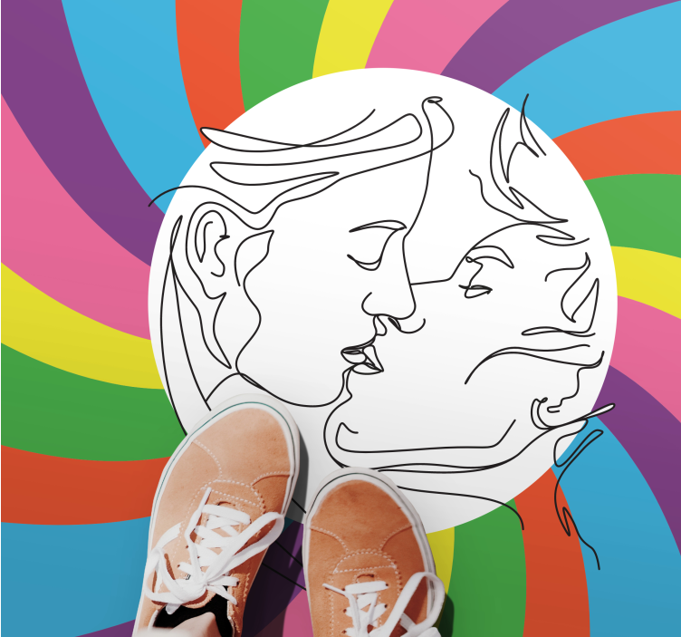 Colorful Kiss Silhouette kids vinyl rug - TenStickers