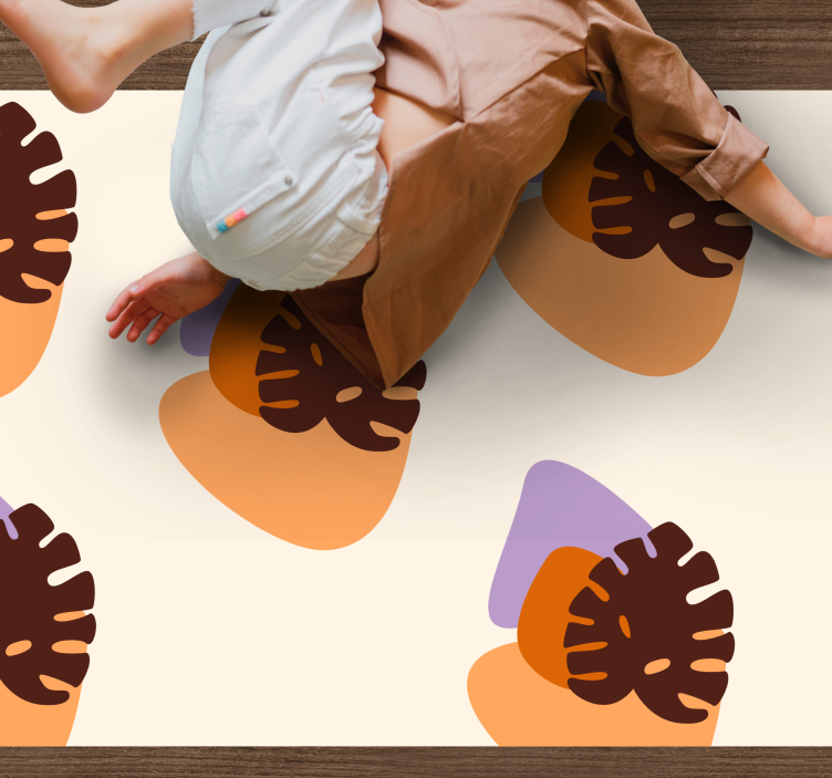 Colorful Leaf Shapes nature vinyl rug - TenStickers