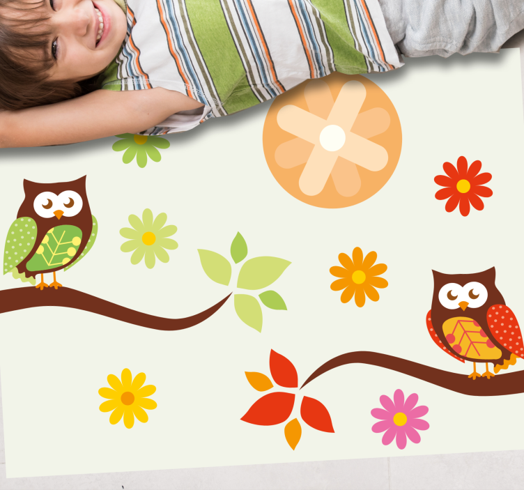 Colorful Nursery Owls vinyl rug - TenStickers