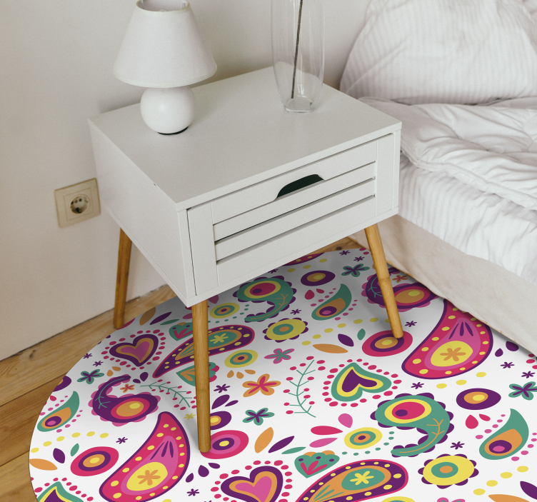 Colorful Paisley Pattern flower vinyl rug - TenStickers