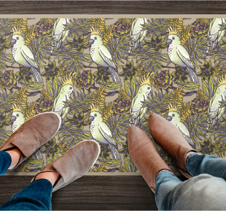 Colorful Parrots Pattern flower vinyl rug - TenStickers