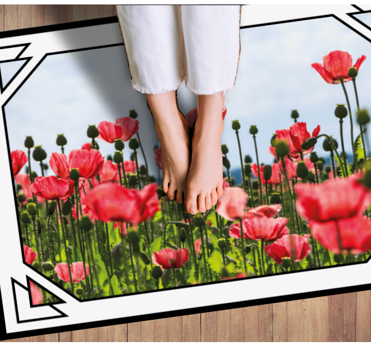 Colorful poppy field flower vinyl rug - TenStickers