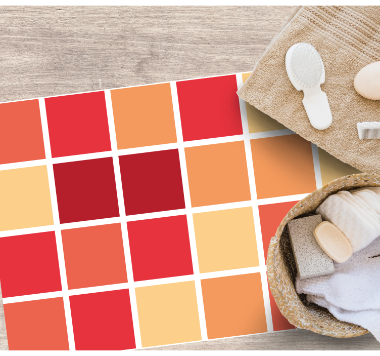 Colorful square patterns bathroom vinyl rug - TenStickers