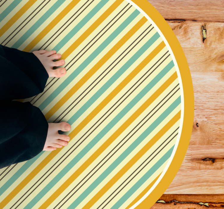 Stripes vinyl rug with circular yellow patterns - TenStickers