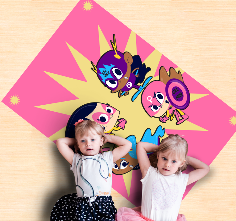 Colorful Superhero Characters playroom vinyl rug - TenStickers