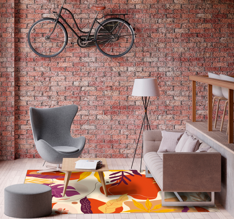 colourful leaves vinyl rug nature rug - TenStickers