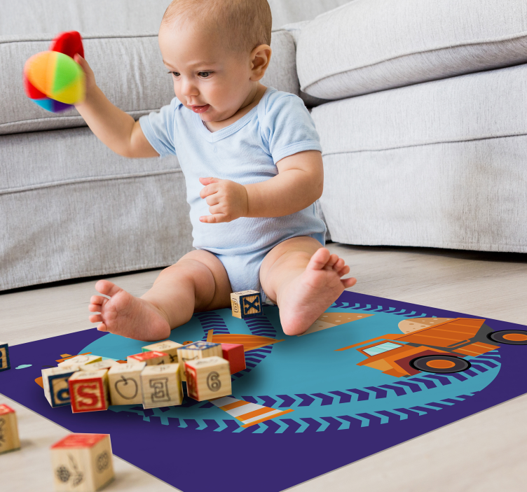 Construction Playzone kids vinyl rug - TenStickers