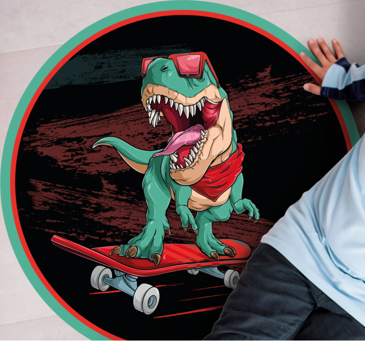 Cool Skateboarding Dinosaur teenager vinyl rug - TenStickers