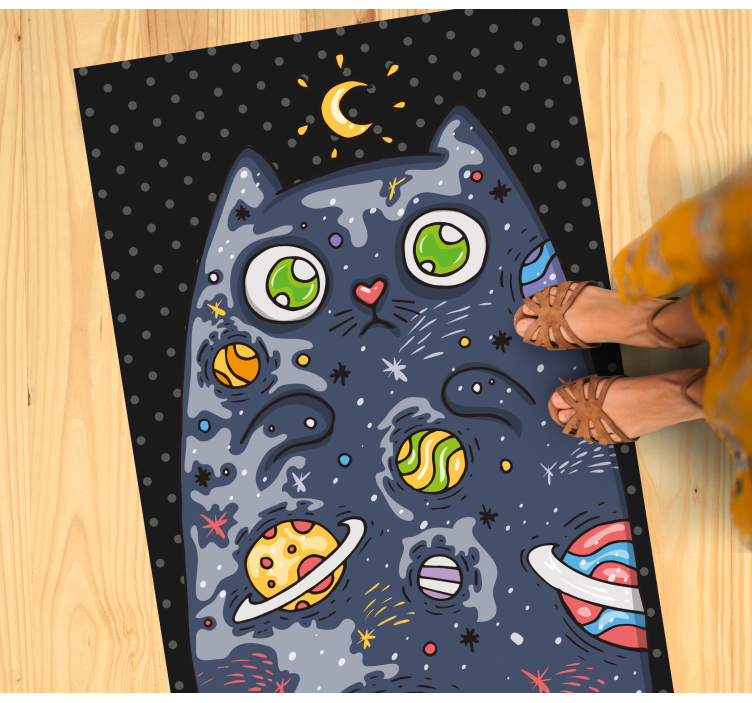 Cosmic Cat Adventure vinyl rug - TenStickers