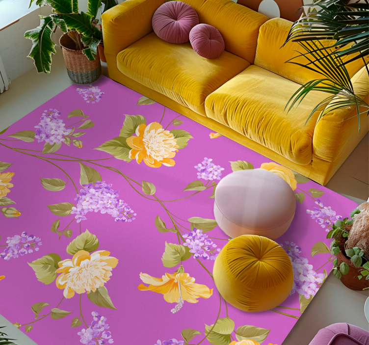 Floral Blossom Pattern flower vinyl rug - TenStickers