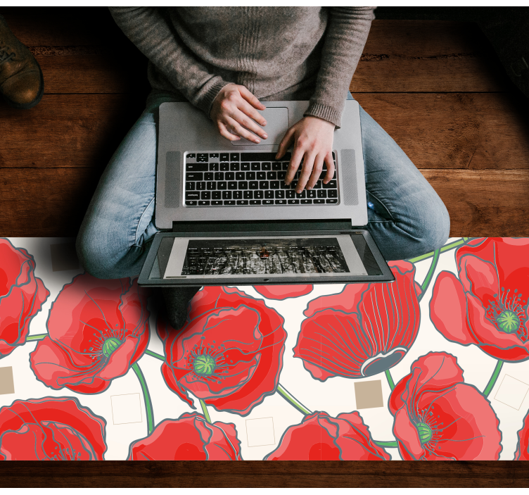 Crimson Blossom Sophistication flower vinyl rug - TenStickers