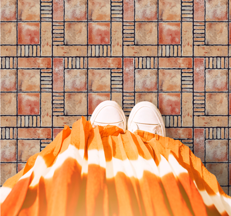 CROSS-HATCHED PATTERNS tile vinyl rug - TenStickers