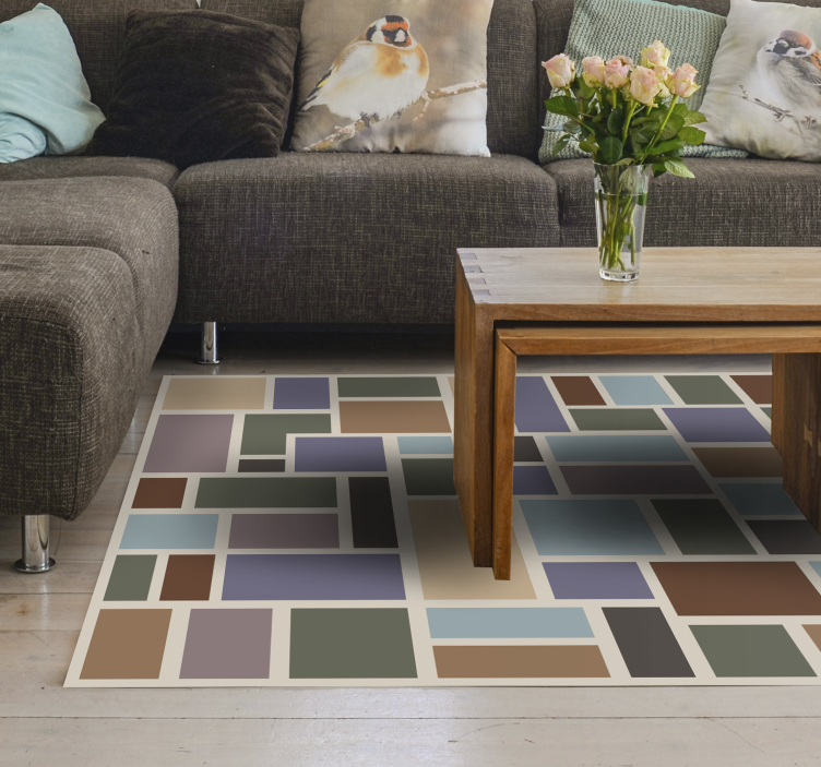 Cubist Mosaic geometric vinyl rug - TenStickers