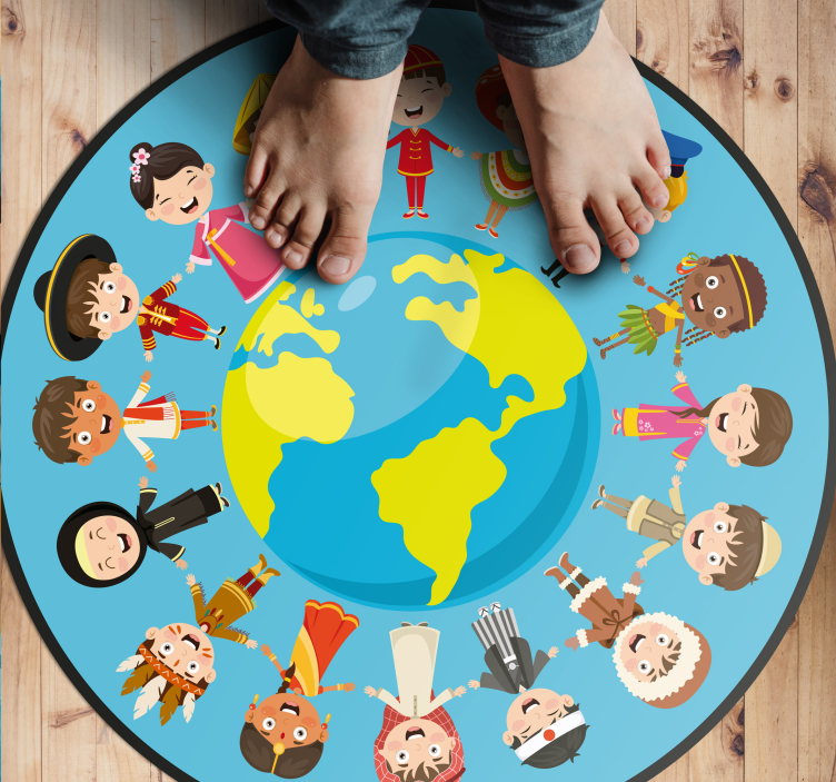 Cultural Kid Characters teenager vinyl rug - TenStickers