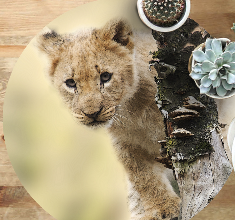 Curious Lion Cub animal print vinyl rug - TenStickers