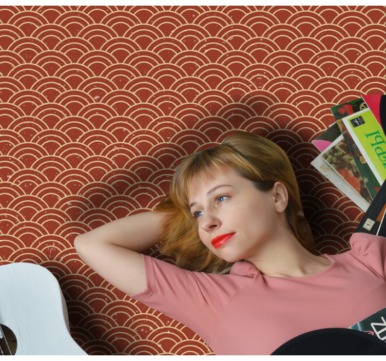 Curved wave pattern geometric vinyl rug - TenStickers