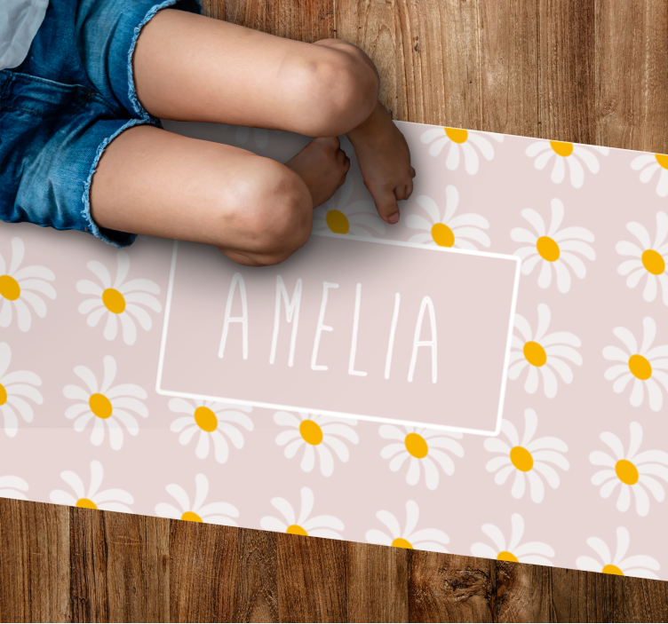 Custom Daisy Pattern personalized vinyl rug - TenStickers