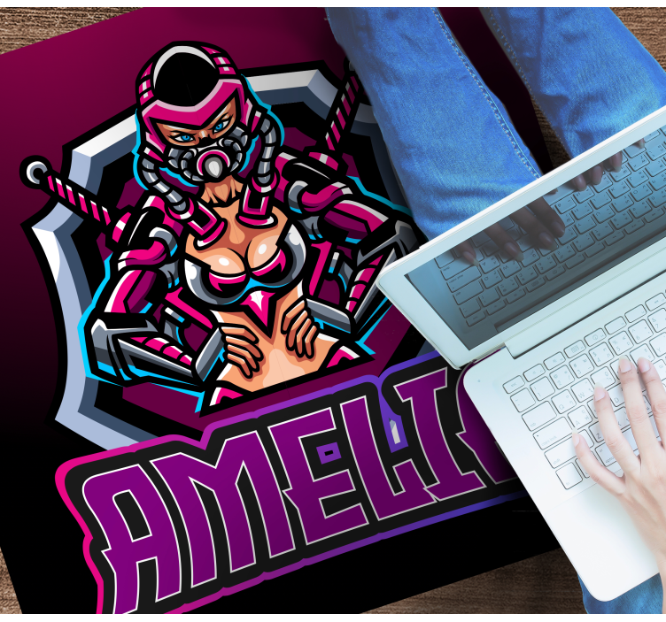 Gaming heroine with name teenager vinyl rug - TenStickers
