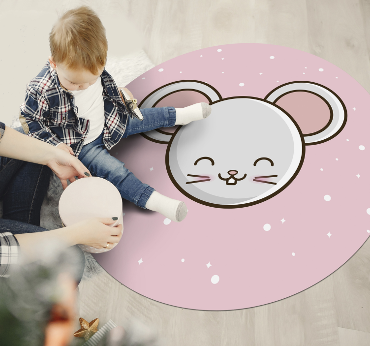 Cute anime mouse animal rug - TenStickers