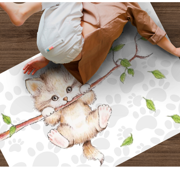 Cute Kitten Hanging animal vinyl rug - TenStickers