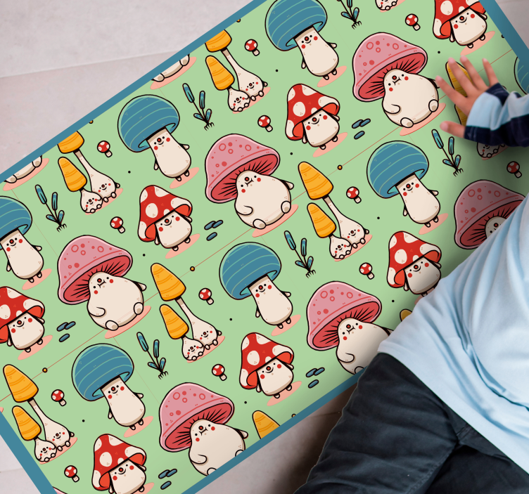 Cute Mushroom Characters kids vinyl rug - TenStickers