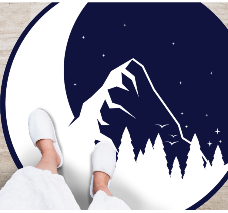 Cute silhouette of forest and moon modern rug - TenStickers