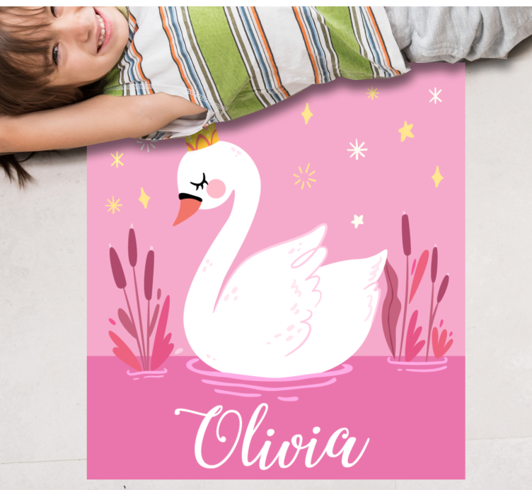 Princess swan with name vinyl rug - TenStickers