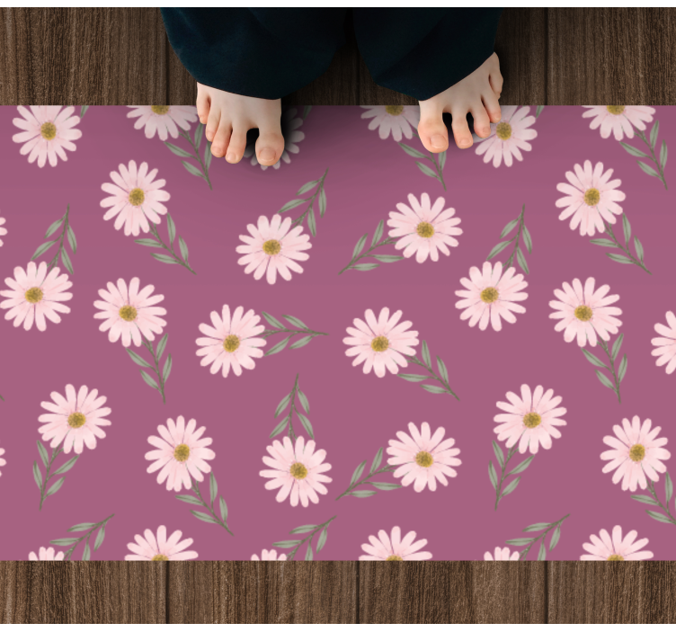 Daisy Set flower vinyl rug - TenStickers