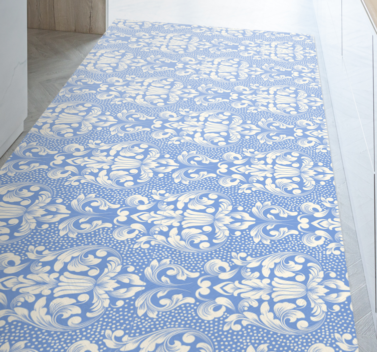 damask tile in blue tones modern rug - TenStickers