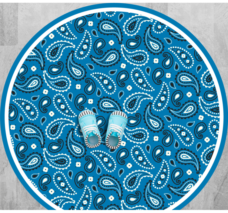 Dark blue boho bandana pattern bedroom rug - TenStickers