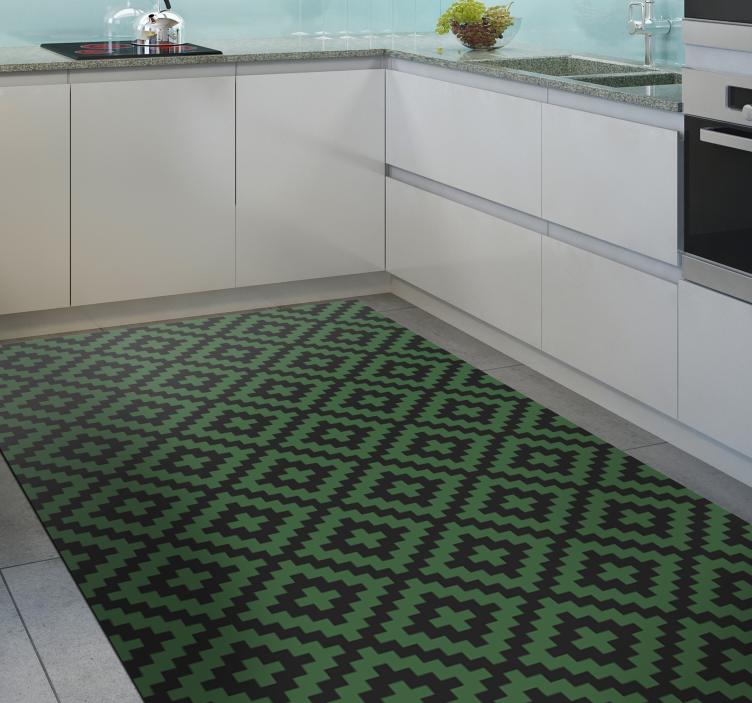 Dark green squares mosaic vinyl rug - TenStickers