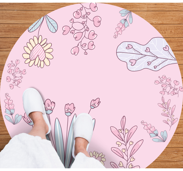 Delicate flower frame floral rug - TenStickers