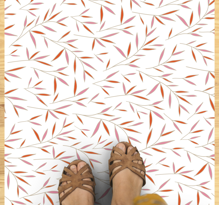 Delicate Leaf Pattern flower vinyl rug - TenStickers