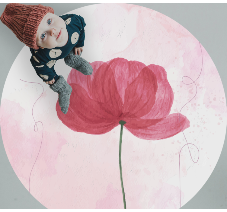Aquarella poppy design flower vinyl rug - TenStickers