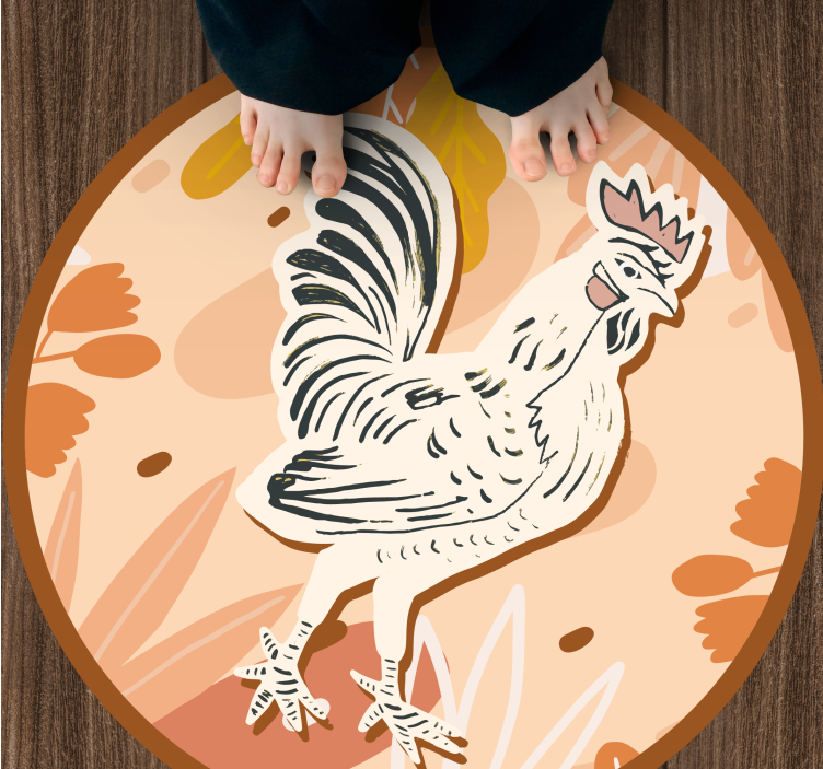 Delightful rooster animal vinyl rug - TenStickers