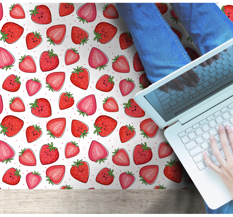 Delightful Strawberry Motif flower vinyl rug - TenStickers