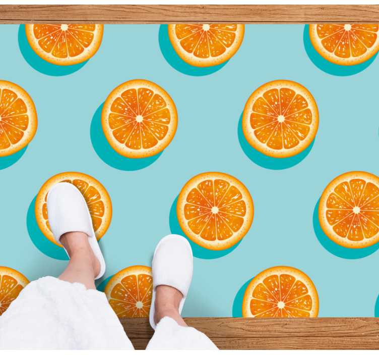 Slices of orange pattern kitchen floor tiles - TenStickers