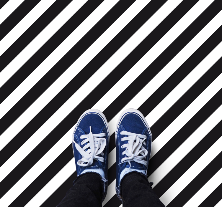 Diagonal black and white square vinyl rug - TenStickers