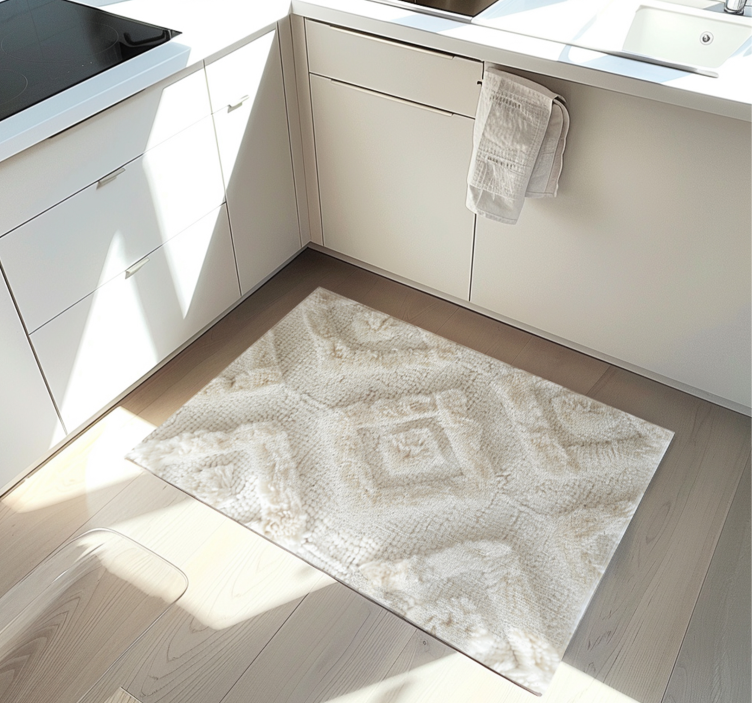 Diamond pattern white vinyl rug - TenStickers
