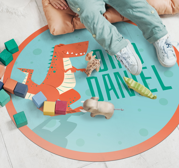Dinosaur Customizable Circle vinyl rug - TenStickers