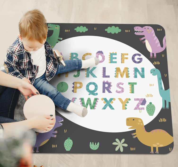 dinosaurs with alphabet  vinyl alphabet rug - TenStickers