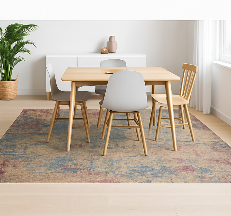 Distressed Oriental Pattern dining room vinyl rug - TenStickers