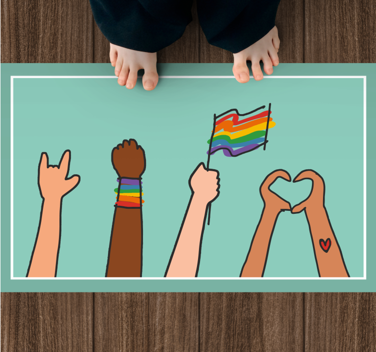 Diverse Hands Up event vinyl rug - TenStickers