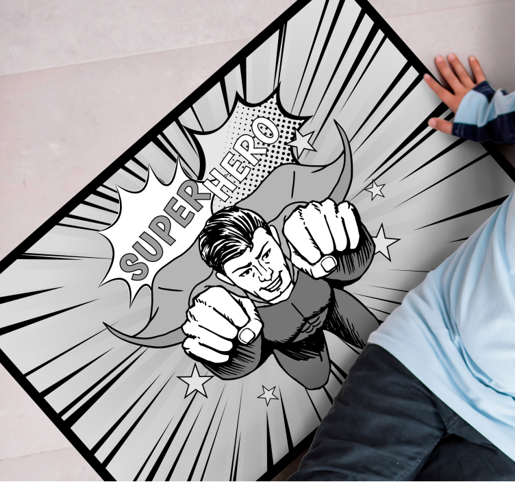 Dynamic Superhero Graphic playroom vinyl rug - TenStickers