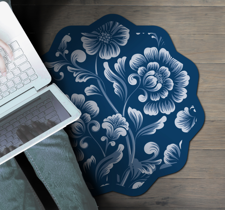 Elegant Blue Flowers floral rug - TenStickers
