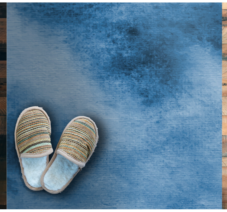 Elegant blue watercolor square vinyl rug - TenStickers