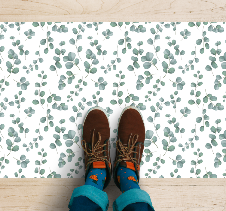 Elegant Greenery Pattern flower vinyl rug - TenStickers