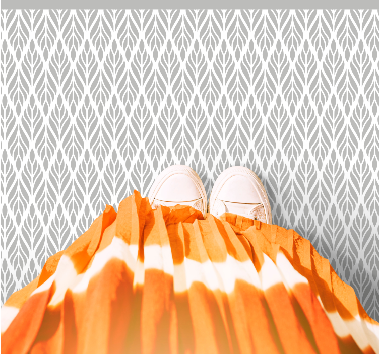 Grey leaf pattern modern vinyl rug - TenStickers