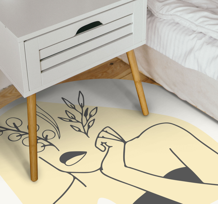 Elegant Line Art flower vinyl rug - TenStickers