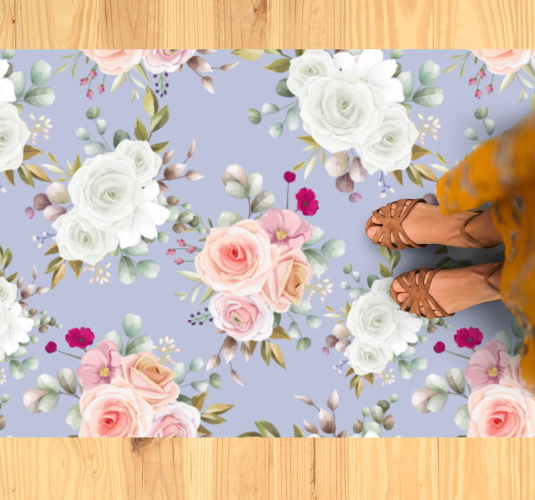 Elegant Rose Patterns flower vinyl rug - TenStickers